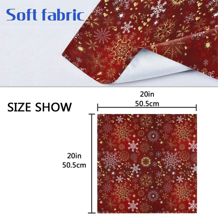 Pfrewn Christmas Snowflake Red Cloth Napkins Set of 6 Xmas Snowman Winter Dinner Napkins Solid Washable Reusable Polyester Table Napkins Oversized 20"X20" with Hemmed Edges for Home Weeding Decoration