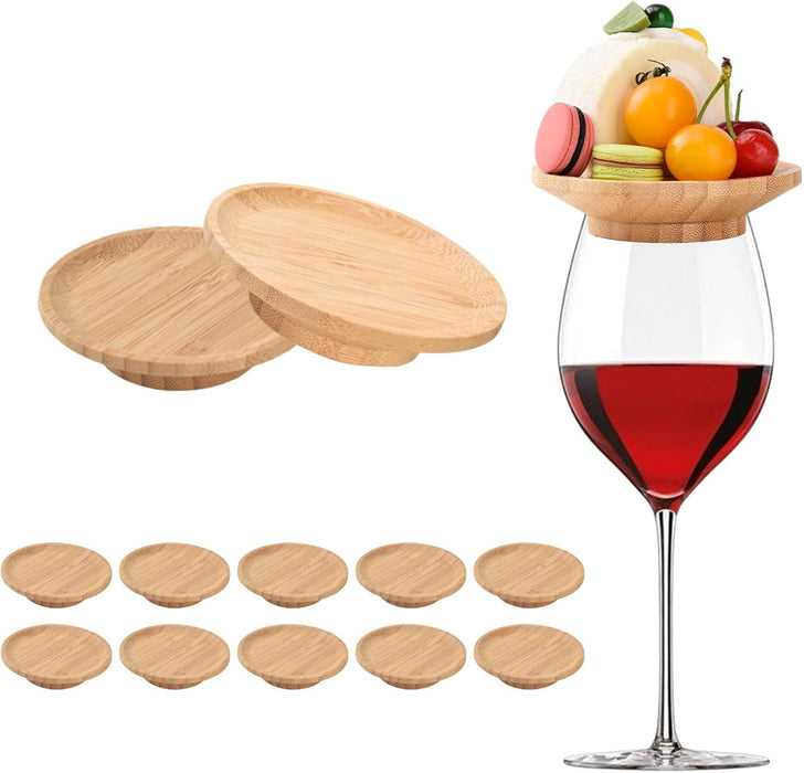 10 Pcs 4" Wine Glass Charcuterie Topper, Wood Appetizer Plates