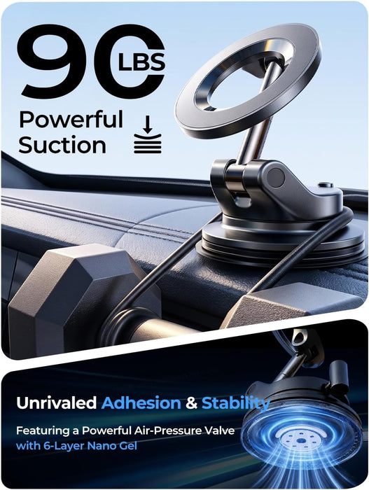 for MagSafe Car Mount [3800gf Strong Magnet&90+LBS Suction] 360° Adjustable Vacuum Magnetic Phone Holders for Your Car, 