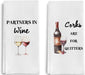 Funny Wine Kitchen Towel Set, Decor Gifts for Women & Wine Lovers, Funny Tea Towels, 2 x 16x24 Inch