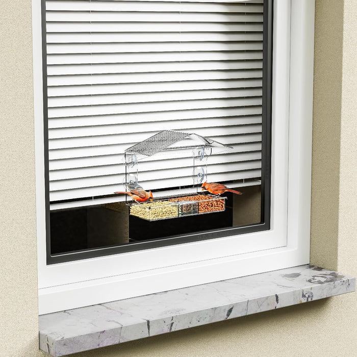 Acrylic Window Bird Feeders with Strong Suction Cups for Cats,Kid and Birds Lovers Gifts,Clear Bird Feeder for Window Viewing,Large Window Mount Birdfeeder,Birds House for Outdoors,Balcony