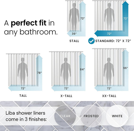 Shower Curtain PEVA 8G, 72x72 Inch Waterproof Clear