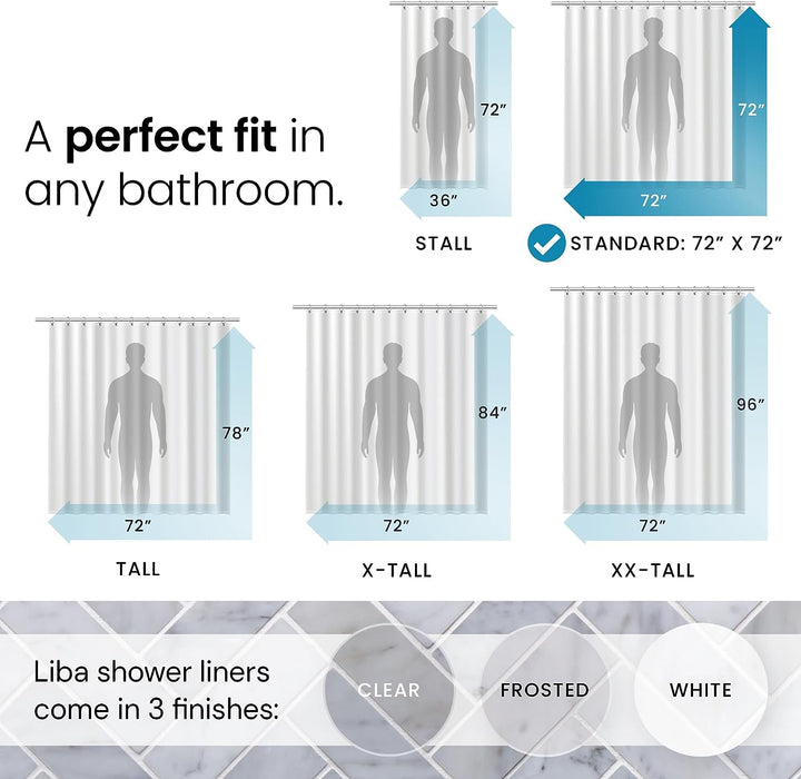 Shower Curtain PEVA 8G, 72x72 Inch Waterproof Clear