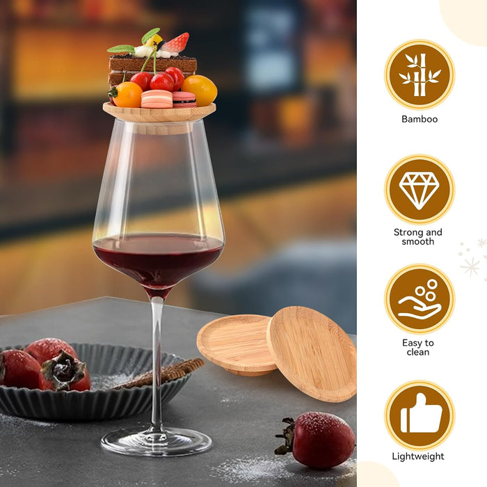 10 Pcs 4" Wine Glass Charcuterie Topper, Wood Appetizer Plates