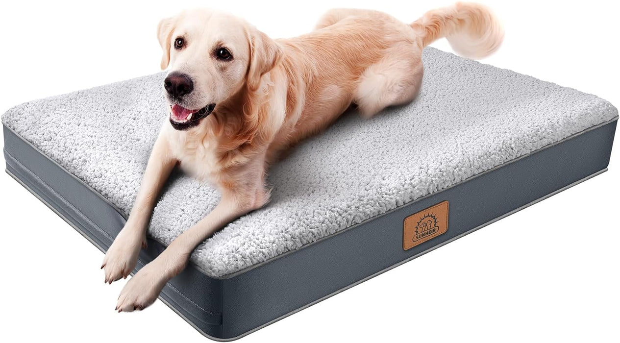 Washable Orthopedic Large Dog Bed with Removable Cover, Pet Bed Mat
