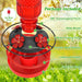 Glass Hummingbird Feeder for Outdoors Hanging, 16 OZ Humming Birds Feeders with 4 Bee Guard Feeding Ports & Built-in Ant Moat, Bird Feeder for Outside, Gifts for Women Mom, Red