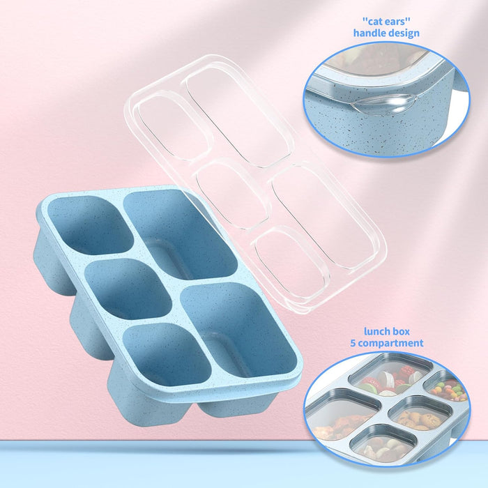 Bento Box Adult Lunch Box - 4 Pack, 5 - Compartment Meal Prep Container for Kids, Reusable Food Storage Snack Containers