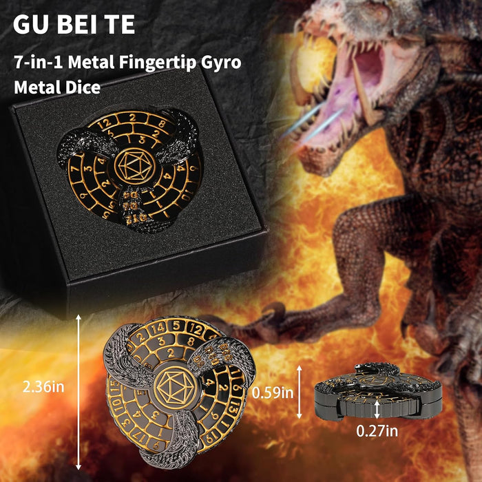 Metal DND Spinner Dice Set, Fingertip Gyro with Gift Box RPG MTG