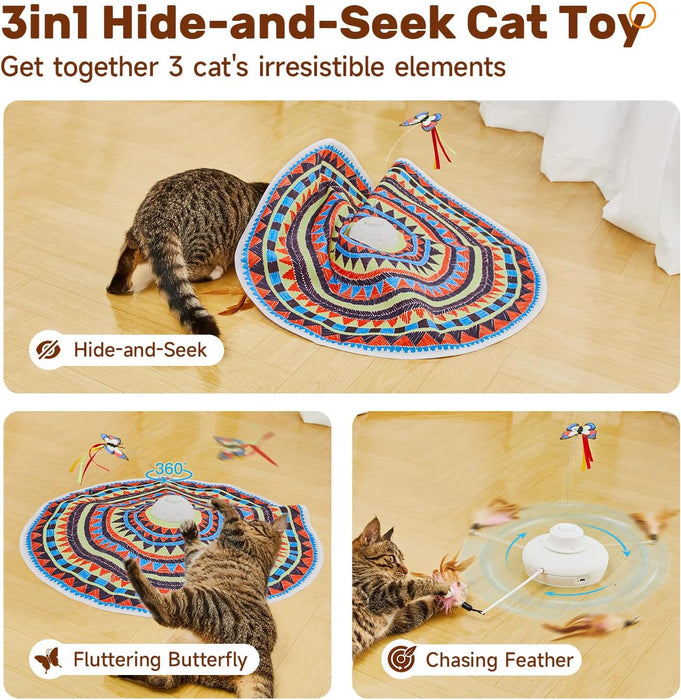 Cat Toys Chargeable, 3in1 Hide and Seek, Interactive Fun