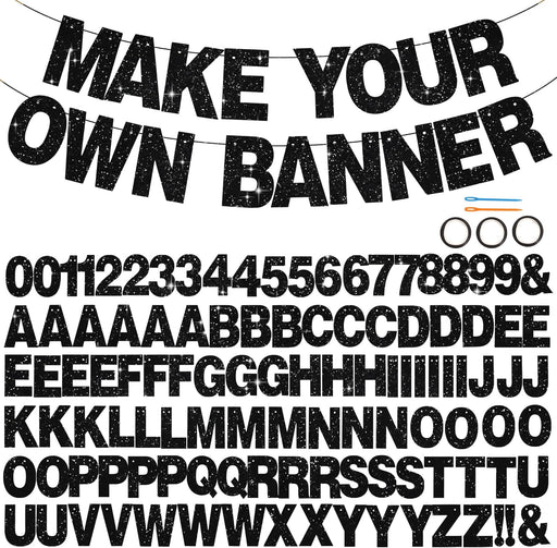 Glitter Black 116 PCS A-Z DIY Letter Custom Banner Party Decor