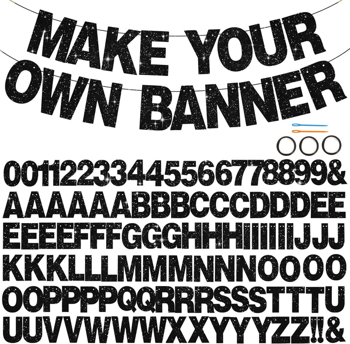Glitter Black 116 PCS A-Z DIY Letter Custom Banner Party Decor