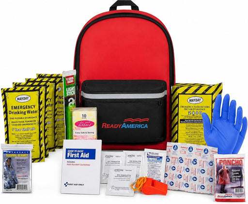 70180 72 Hour Emergency Kit, 1-Person, 3-Day Backpack, Includes First Aid Kit, Survival Blanket, Emergency Food Portable Disaster Preparedness Go-Bag for Earthquake, Fire, Flood