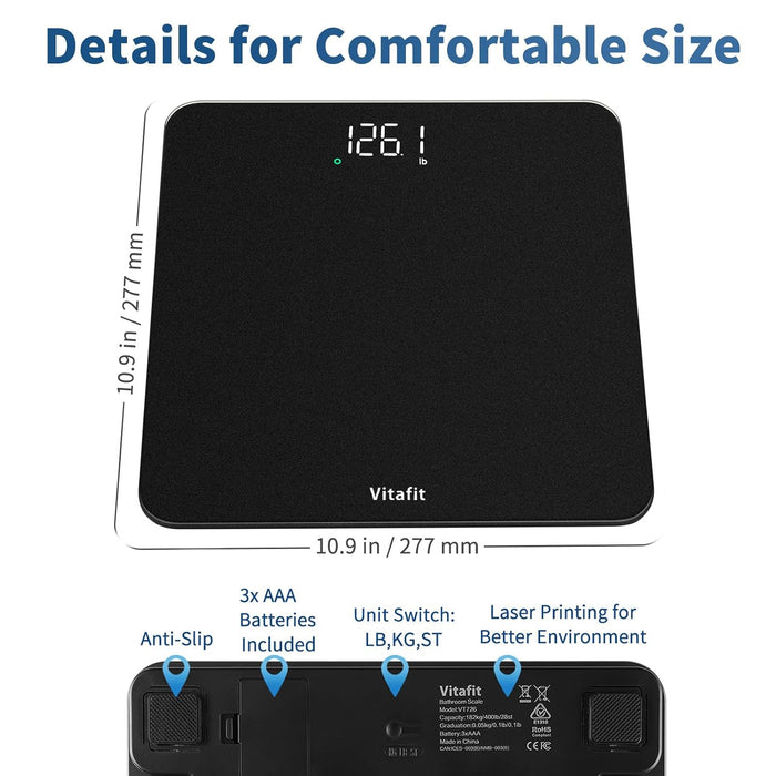 Bathroom Scale for Body Weight Accuracy 0.1lb, Weight Scale 400lb