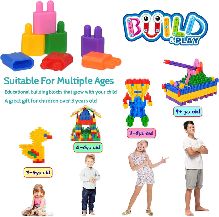 Kids 600pcs Set Building Blocks Construction Toy - Learning Playset STEM Educational Kit Child Branin Development Presch