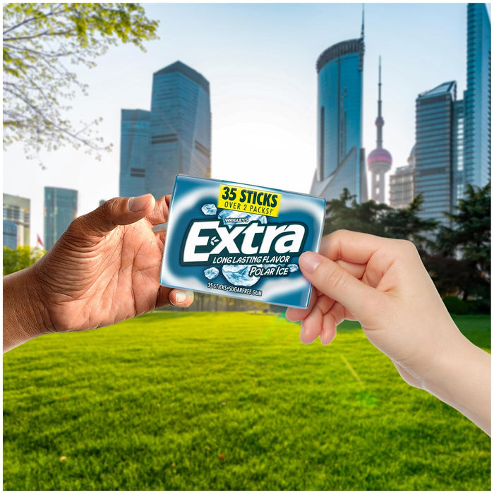 EXTRA Gum Polar Ice Sugarfree Mint Chewing Gum Mega Packs, 35 Count, 6 Pack