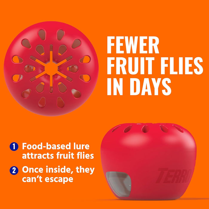 TERRO Fruit Fly Trap 4-Pack, 180 Day Lure Supply, Food-Based Lure