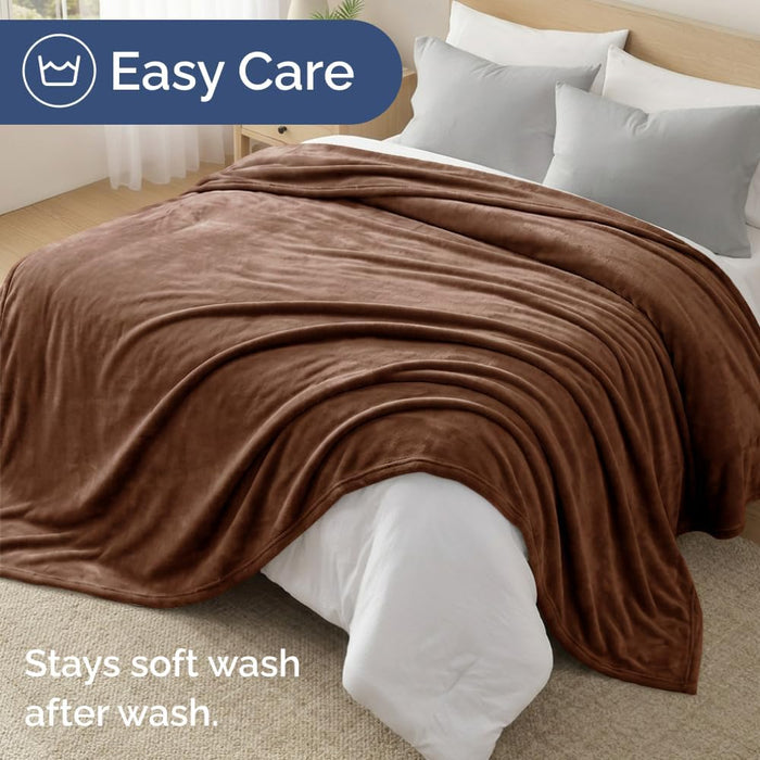 Ultra Soft Fleece Throw Blanket - College Dorm Room Essentials - Brown