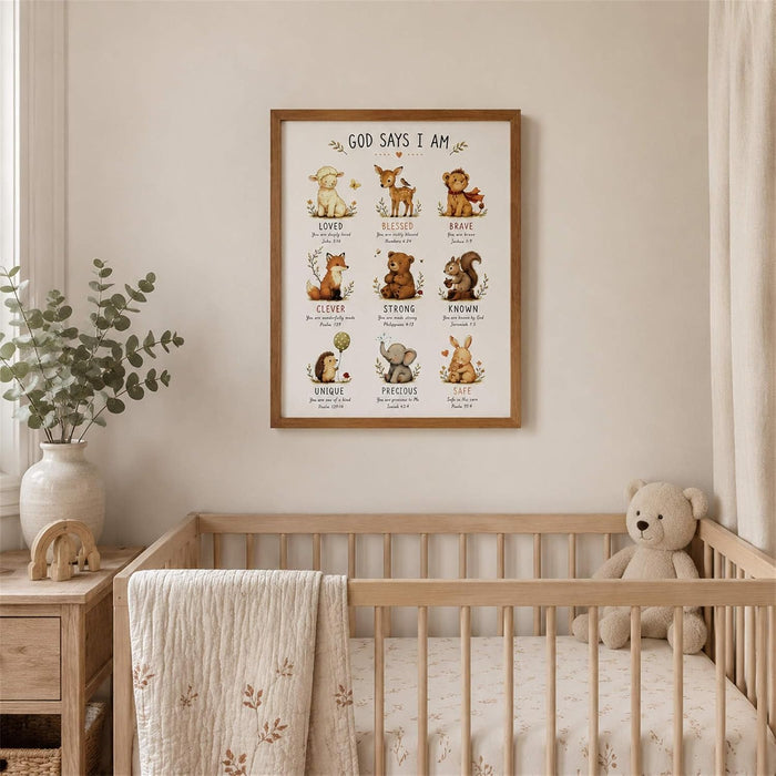 Christian Nursery Decor, Bible Verse Wall Art for Kids Room