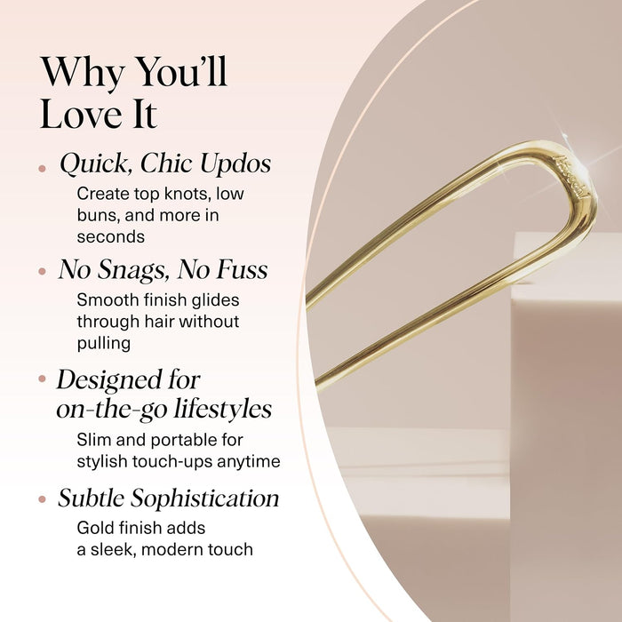 French Hair Pins for Women | Secure Hold All Day - Gold, 1pc