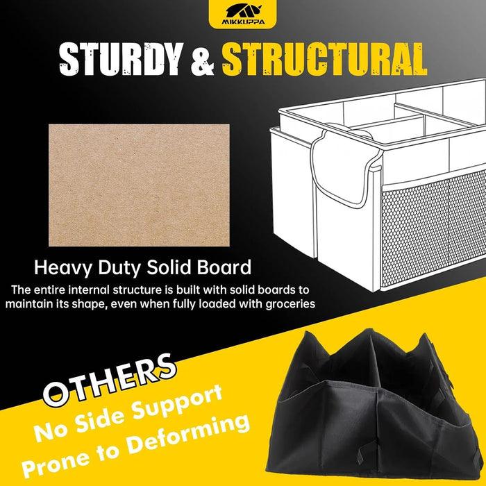Trunk Organizer with Lid - 65L Collapsible Car Organizer, Black
