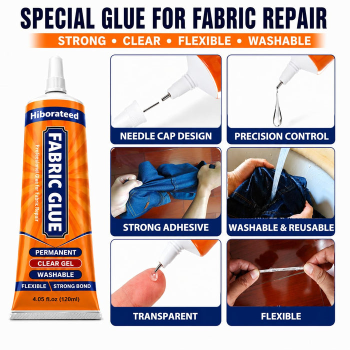 120 ML Fabric Glue Permanent for Clothing Repair, Washable, Dry Clear