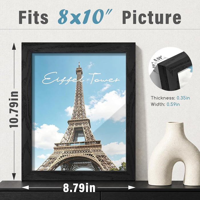 8x10 Picture Frame Set of 3, Gallery Wall Frame Set Black Woodgrain