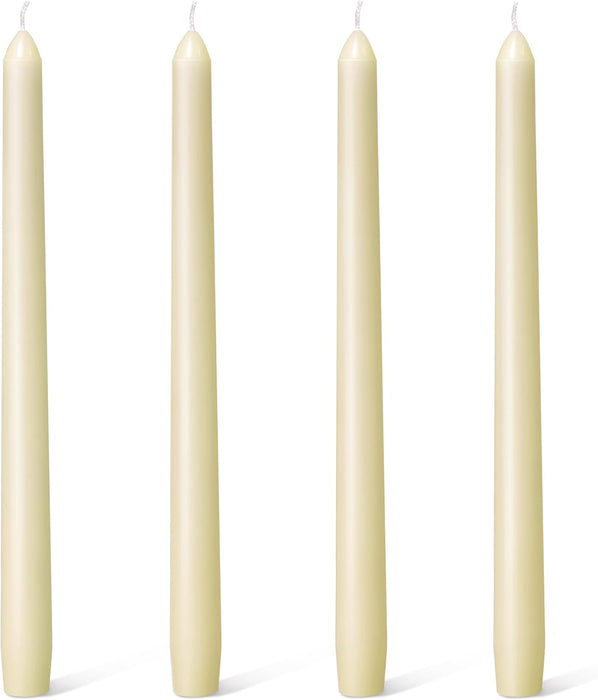 Ivory Taper Candles - 4 Pack 10 Inch Candlesticks - Dripless & Smokeless Tapered Candle 8 Hours Unscented Cream Candle S