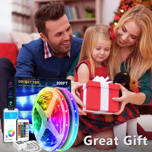 Led Strip Lights 200 ft (2 Rolls of 100 ft) Ultra Long Smart Light Strips with App Voice Control Remote, RGB Music Sync Color Changing Lights for Bedroom, Kitchen, Party,Home Decoration