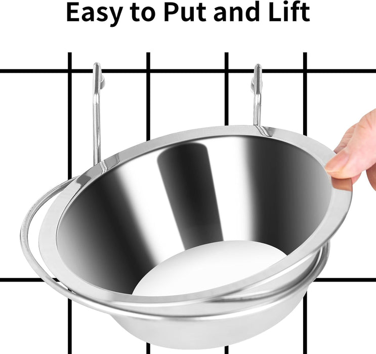 2PCS 8oz Stainless Steel Hanging Kennel Water Bowls