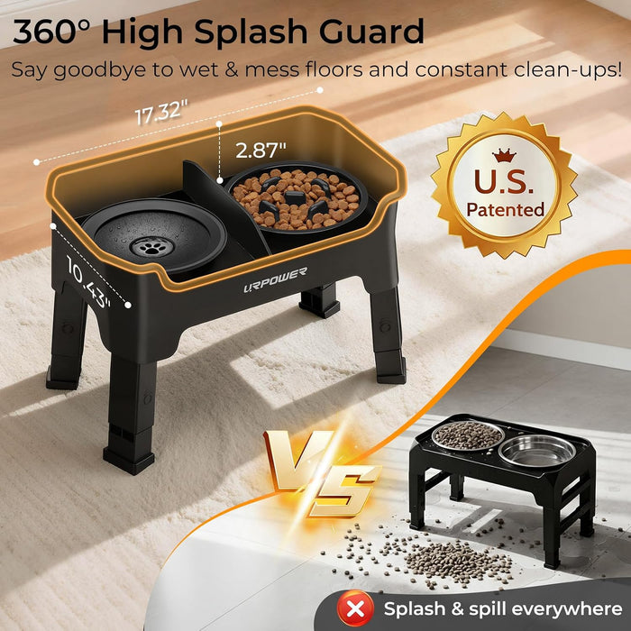 Mess Proof Elevated Dog Bowls 4 Height Adjustable Raised Stand