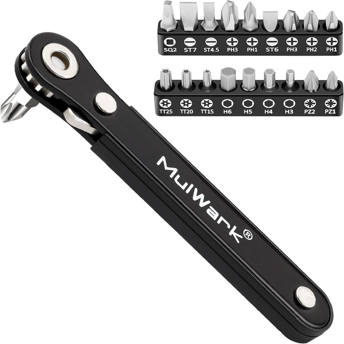 20pcs Small Screwdriver Set, 1/4" Right Angle Screwdriver Set, 90-Degree Offset Screwdriver for Tight Spaces, Auto Repair, Electronics, DIY Home Improvement EDC Tool Kit