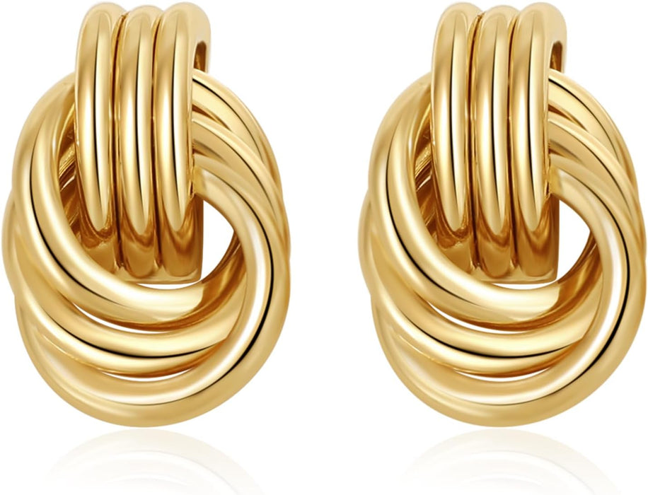 Chunky Knot Gold Earrings Women Statement Drop Dangle Earrings