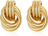Chunky Knot Gold Earrings Women Statement Drop Dangle Earrings
