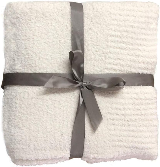 Knit Throw Blanket Super Soft Warm Blanket for Couch Lightweight Fluffy Blanket for Bed Sofa 50x60 Inches Cream
