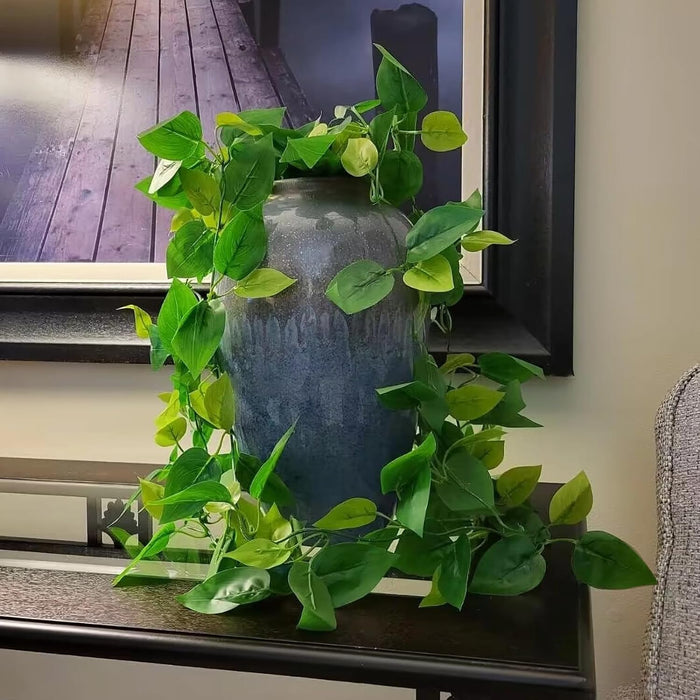 Fake Hanging Plants, 2pcs Artificial Pothos Vines Faux Plants Greenery for Wall Home Living Room Office Indoor Outdoor D