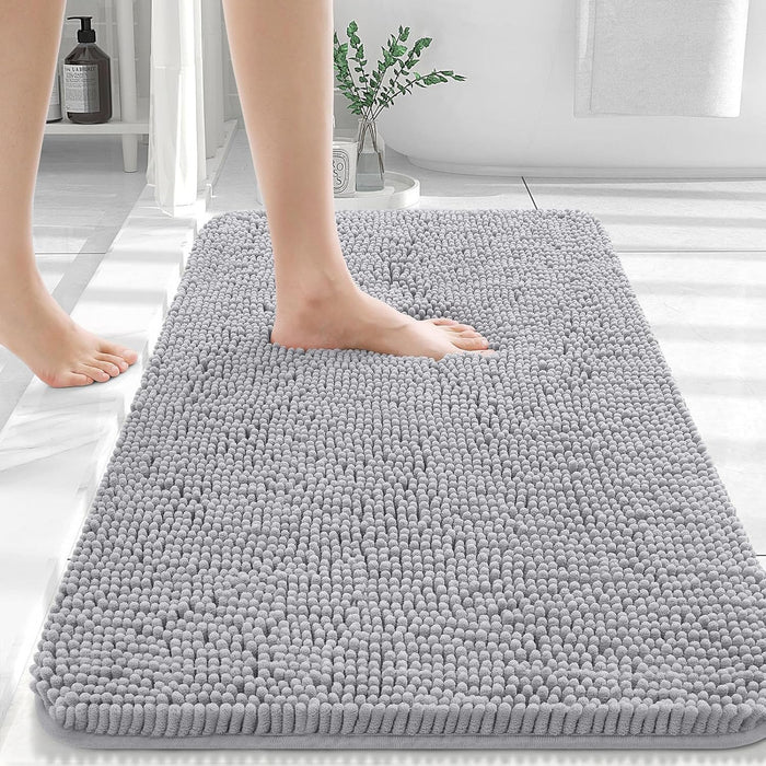 Bathroom Rugs 30X20, Extra Soft Absorbent Chenille Bath Rugs, Rubber Backing Quick Dry, Machine Washable Bath Mats for Bathroom Floor, Tub and Shower, Home Decor Accessories, Grey