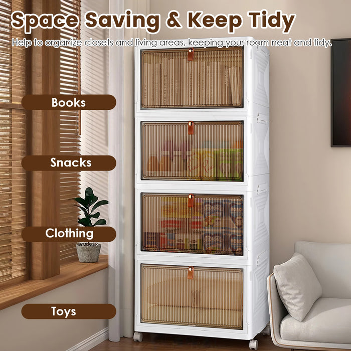4-Piece Rolling Foldable Storage Bin Set