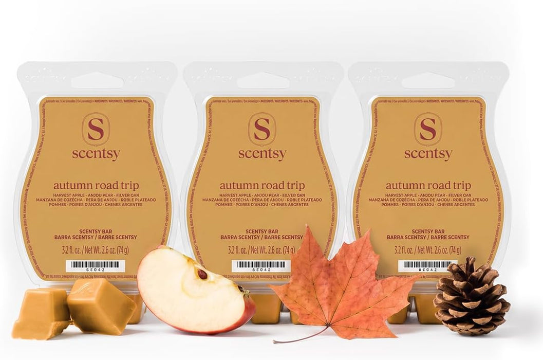 Wax Melts, Autumn Road Trip 3 Bar Set, Paraffin Wax Cubes, 7.8 oz