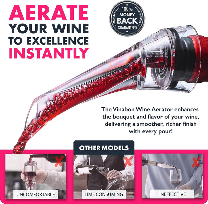Wine Aerator Pourer Spout – Updated 2026 Professional Wine Aerator for Superior Flavor, Enhanced Bouquet & Rich, Smooth 