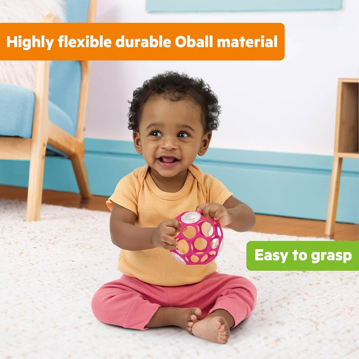 Oball Easy-Grasp Baby Rattle Ball, Pink, Ages Newborn and Up, 4 Inches