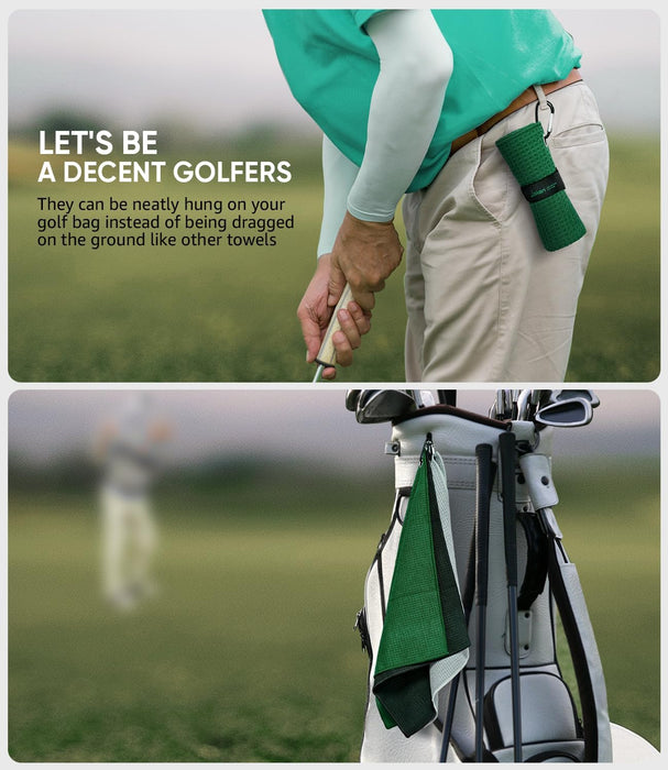 Pro Golf Towel Microfiber Golf Towel for Golf Bags (16" X 16") with Hook, Loop Fastener and Gift Box, Essentials Golf Ac