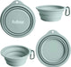 2-Pack Silicone Collapsible Dog Bowls, BPA Free Dishwasher Safe, Portable Foldable Expandable Travel Bowl, Food Water Feeding Cup Dish for Dogs Cats with 2 Carabiners (Turquoise, Tan)