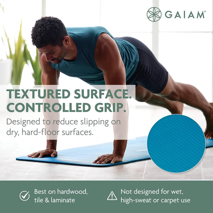 Gaiam Thick Yoga Mat, Exercise & Fitness Mat with Easy-Cinch Carrying Strap