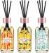 Reed Diffuser Set of 3 Pack, Linen Vanilla Citrus Scented Oil Diffuser with 15 Sticks, Reed Diffusers for Home, Bathroom Air Freshener, 1.7 Fl.oz Each, Total 5.1 Oz