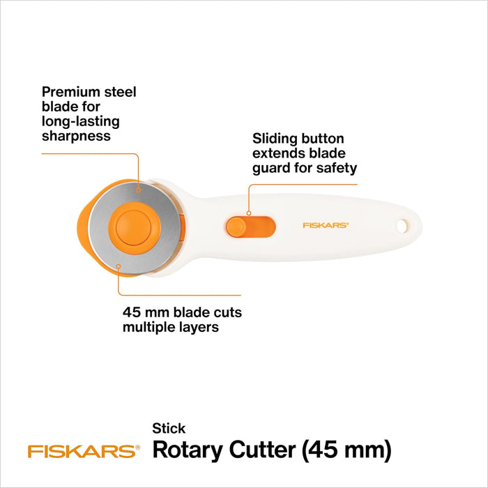 Fiskars 45mm Stick Rotary Cutter for Fabric, Arts and Crafts & Sewing