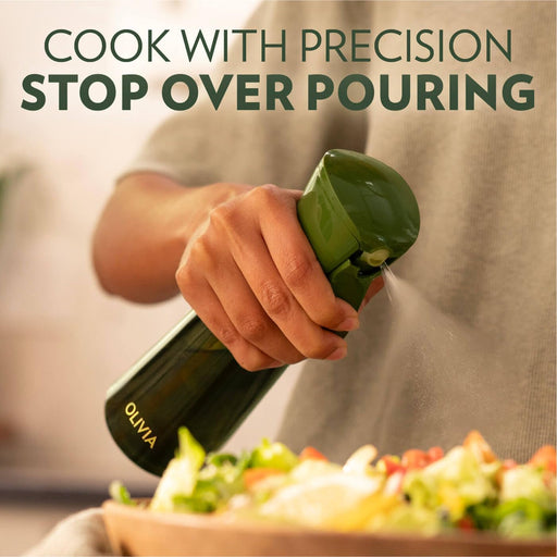 OLIVIA SIGNATURE Oil Sprayer for Cooking, 200ml Glass, Green/Gold