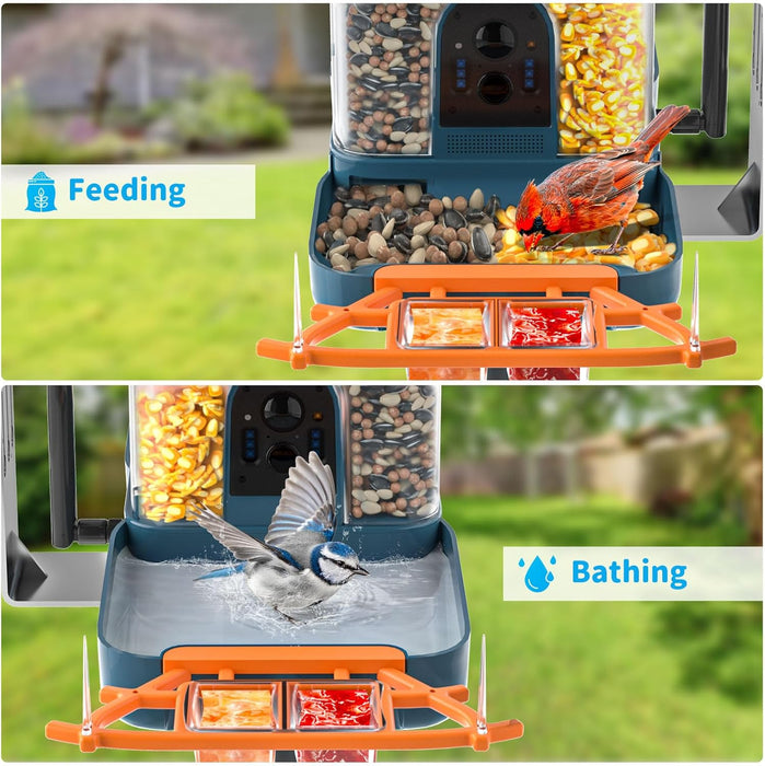 Smart Solar Bird Feeder with Camera & Outdoor Bird Bath
