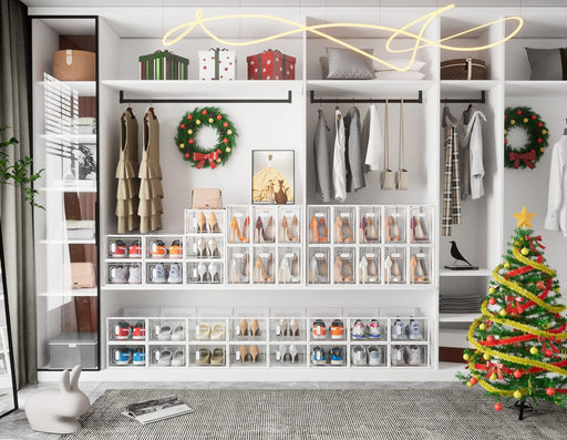 Clear Shoe Storage Boxes, Stackable Shoe Organizer for Closet