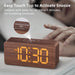 Wooden Digital Alarm Clocks for Bedrooms with 0-100% Dimmable Display