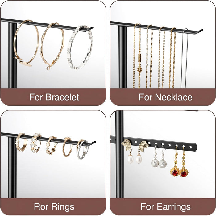 Black Jewelry Organizer: 14.5" Sturdy Stand for 80 Pcs Jewelry
